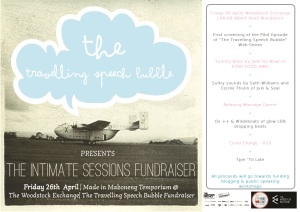 The Travelling Speech Bubble Fundraiser | 7pm | Woodstock Exchange| 26th April